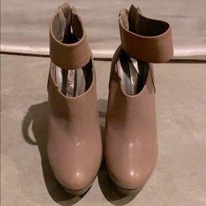 BCBGMaxAzria light brown leather wedge bootie